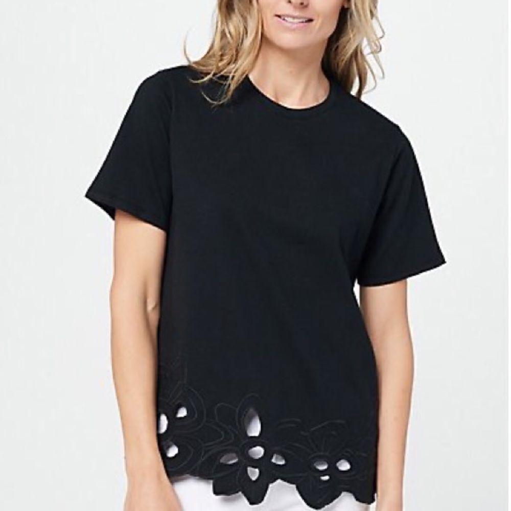 Laurie Felt Short-Sleeve Scallop Tee Shirt